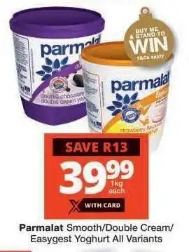 Checkers Parmalat Smooth/Double Cream/Easygest Yoghurt offer