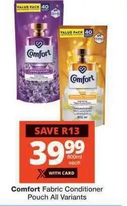 Checkers Comfort Fabric Conditioner Pouch All Variants offer