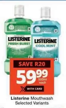Checkers LISTERINE MOUTHWASH offer