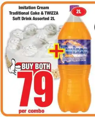 Boxer Imitation Cream Traditional Cake & TWIZZA Soft Drink Assorted 2L offer