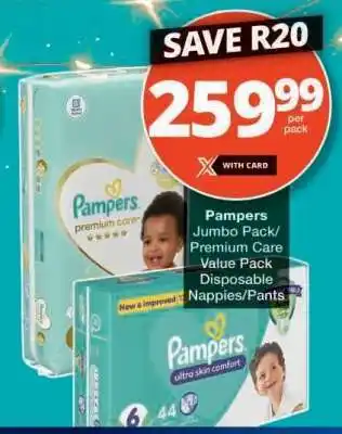 Checkers Pampers Jumbo Pack/Premium Care Value Pack offer