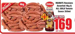 Boxer MAMA'S Russians Assorted 4kg & ALL GOLD Tomato Sauce 350ml offer