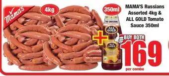 Boxer MAMA'S Russians Assorted 4kg & ALL GOLD Tomato Sauce 350ml offer