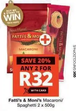 Checkers Fatti's & Moni's Macaroni/Spaghetti offer