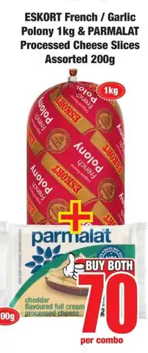 Boxer ESKORT French / Garlic Polony 1kg & PARMALAT Processed Cheese Slices Assorted 200g offer