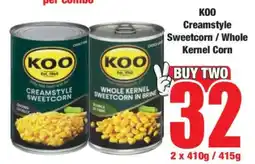 Boxer KOO Creamstyle Sweetcorn / Whole Kernel Corn offer