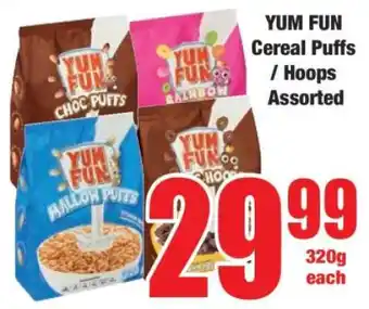 Boxer YUM FUN Cereal Puffs / Hoops Assorted offer