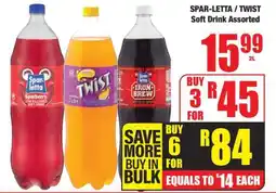 Boxer SPAR-LETTA / TWIST Soft Drink Assorted offer