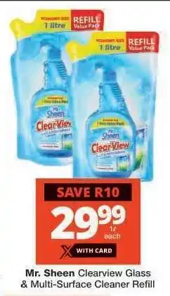 Checkers Mr. Sheen Clearview Glass & Multi-Surface Cleaner Refill offer