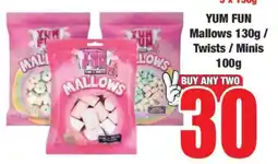 Boxer YUM FUN Mallows 130g / Twists / Minis 100g offer