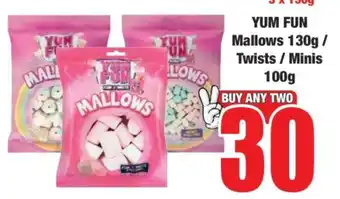 Boxer YUM FUN Mallows 130g / Twists / Minis 100g offer
