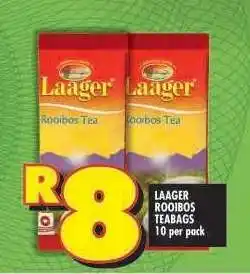 Shoprite LAAGER ROOIBOS TEABAGS 10 per pack offer