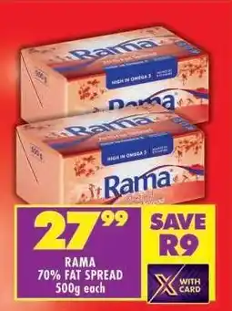Shoprite RAMA 70% FAT SPREAD 500g each offer