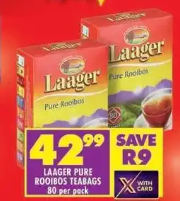 Shoprite LAAGER PURE ROOIBOS TEABAGS 80 per pack offer