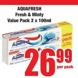 Boxer AQUAFRESH Fresh & Minty Value Pack 2 x 100ml offer