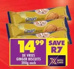 Shoprite DE VRIES GINGER BISCUITS 200g each offer