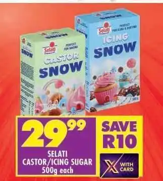 Shoprite SELATI CASTOR/ICING SUGAR 500g each offer