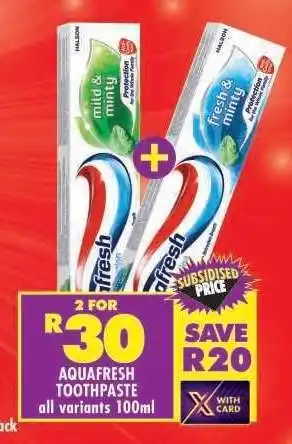 Shoprite AQUAFRESH TOOTHPASTE offer