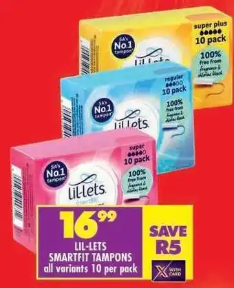 Shoprite LIL-LETS SMARTFIT TAMPONS offer