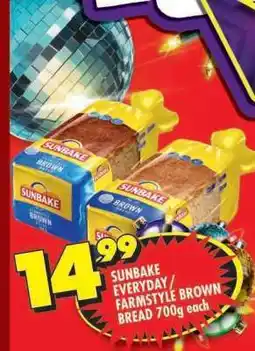 Shoprite SUNBAKE EVERYDAY/FARMSTYLE BROWN BREAD 700g offer