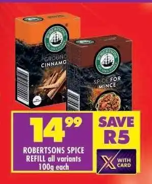 Shoprite ROBERTSONS SPICE REFILL all variants offer