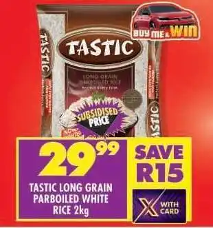 Shoprite Tastic Long Grain Parboiled White Rice 2kg offer