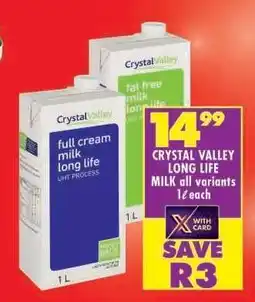 Shoprite CRYSTAL VALLEY LONG LIFE MILK all variants offer