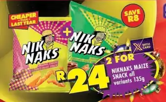 Shoprite NIKNAKS MAIZE SNACK all variants 135g offer