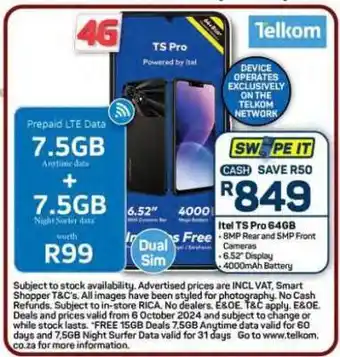 Pick n Pay Hypermarket Telkom TS Pro 64GB offer