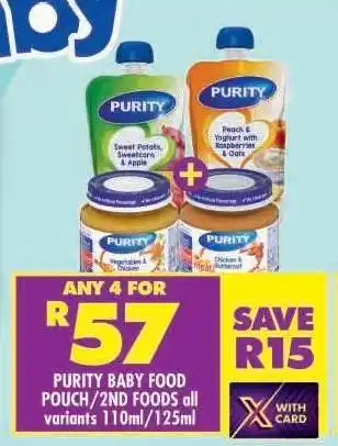 Shoprite PURITY BABY FOOD POUCH/2ND FOODS offer