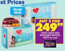 Shoprite Lovies value pack disposable nappies/ pants offer
