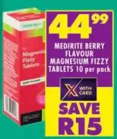 Shoprite Medirite berry flavour magnesium fizzy tablets offer
