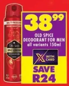 Shoprite Old spice deodorant for men offer
