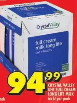 Shoprite Crystal valley uht full cream long life milk offer