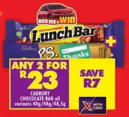 Shoprite Cadbury chocolate bar offer