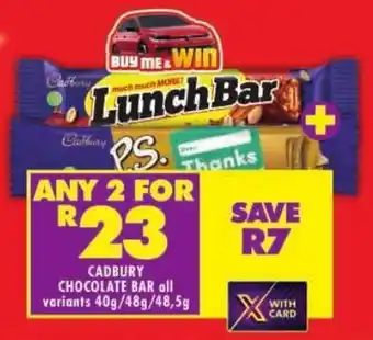 Shoprite Cadbury chocolate bar offer