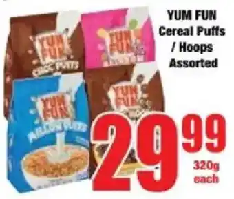 Boxer YUM FUN Cereal Puffs/ Hoops Assorted offer