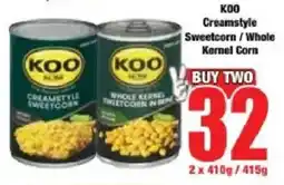 Boxer KOO Creamstyle Sweetcorn/ Whole Kernel Corn offer