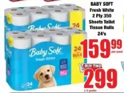Boxer BABY SOFT Fresh White 2 Ply 350 Sheets Toilet Tissue Rolls offer