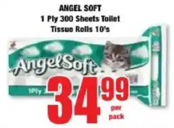 Boxer ANGEL SOFT 1 Ply 300 Sheets Toilet Tissue Rolls offer