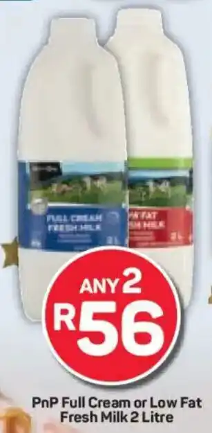 Pick n Pay PnP Full Cream or Low Fat Fresh Milk offer