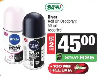 KwikSpar Nivea Roll On Deodorant Assorted offer