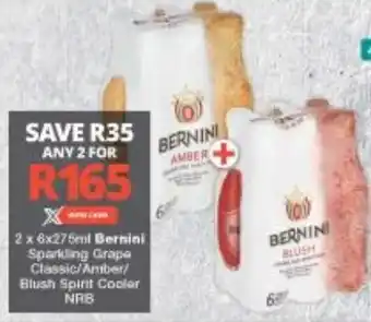 Checkers Bernini Sparkling Grape Classic/ Amber/ Blush Spirit Cooler NRB offer