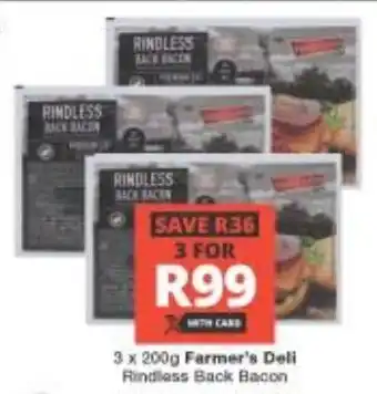 Checkers Farmer's Deli Rindless Back Bacon offer