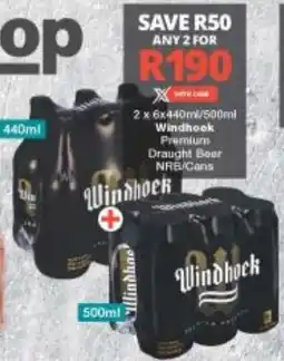 Checkers Windhoek Premium Draught Beer NRB/ Cans offer