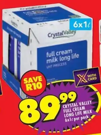 Shoprite Crystal valley full cream long life milk offer