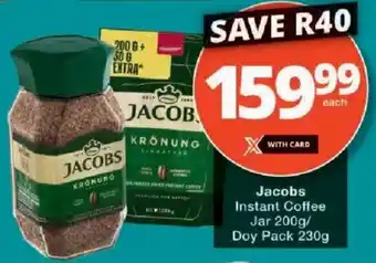 Checkers Jacobs Instant Coffee Jar/ Doy Pack offer