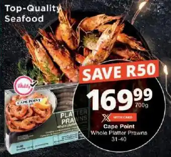 Checkers Cape Point Whole Platter Prawns offer