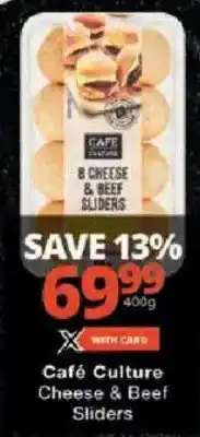 Checkers Café Culture Cheese & Beef Sliders offer