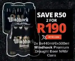 Checkers Windhoek Premium Draught Beer NRB/ Cans offer